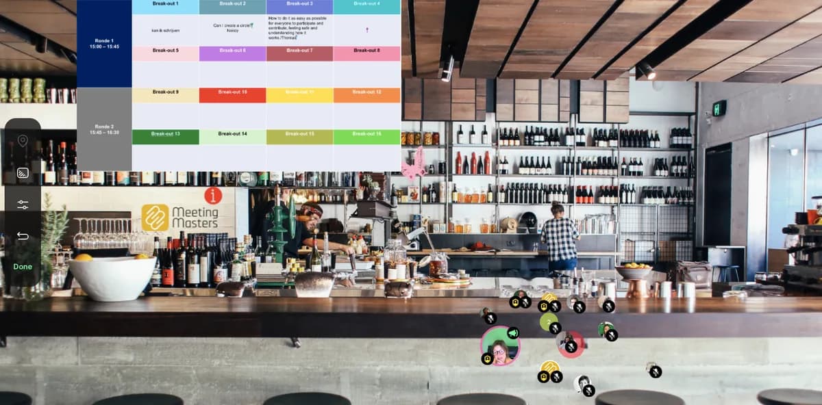 Virtuele bar met een agenda van zestien zelfgekozen breakoutsessies