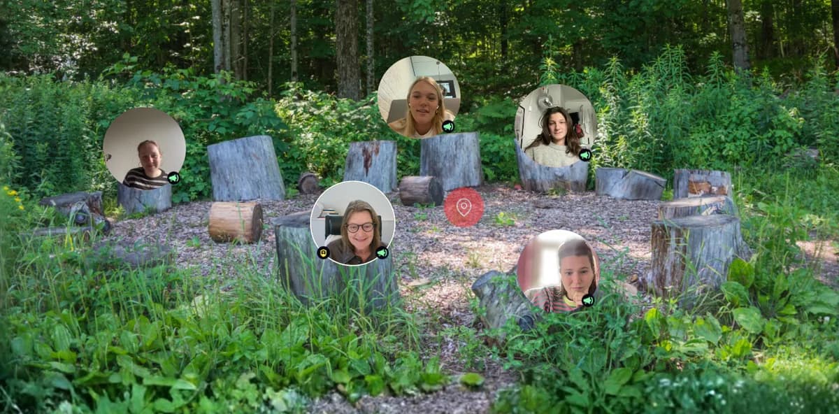 Online kennismaking in een boskring, waar een nieuw projectteam elkaar leert kennen