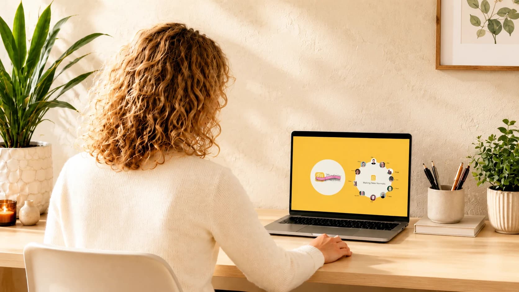 Iemand in een online bijeenkomst van MeetingMasters — verbinding maken, waar je ook bent