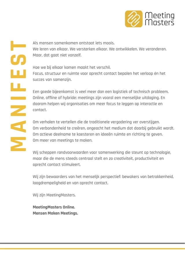 Voorblad van Het MeetingMasters-manifest