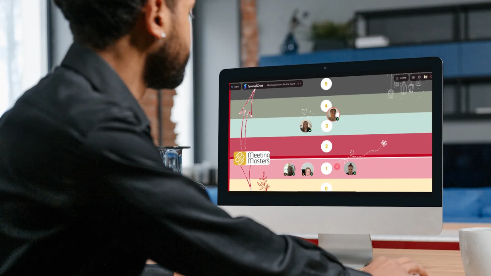 Online training met deelnemers die op een gekleurde schaal aangeven hoe bekend ze zijn met het onderwerp