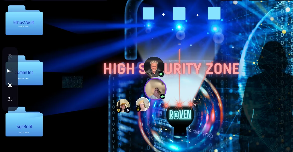 R@venHack in SpatialChat — a team in the High Security Zone cracking the codes together