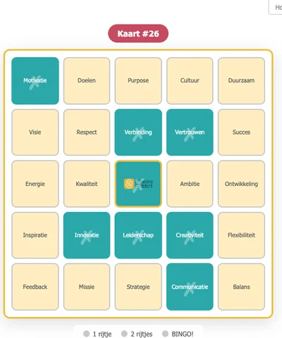 Bingo — a playful bingo card for during your meeting or kick-off