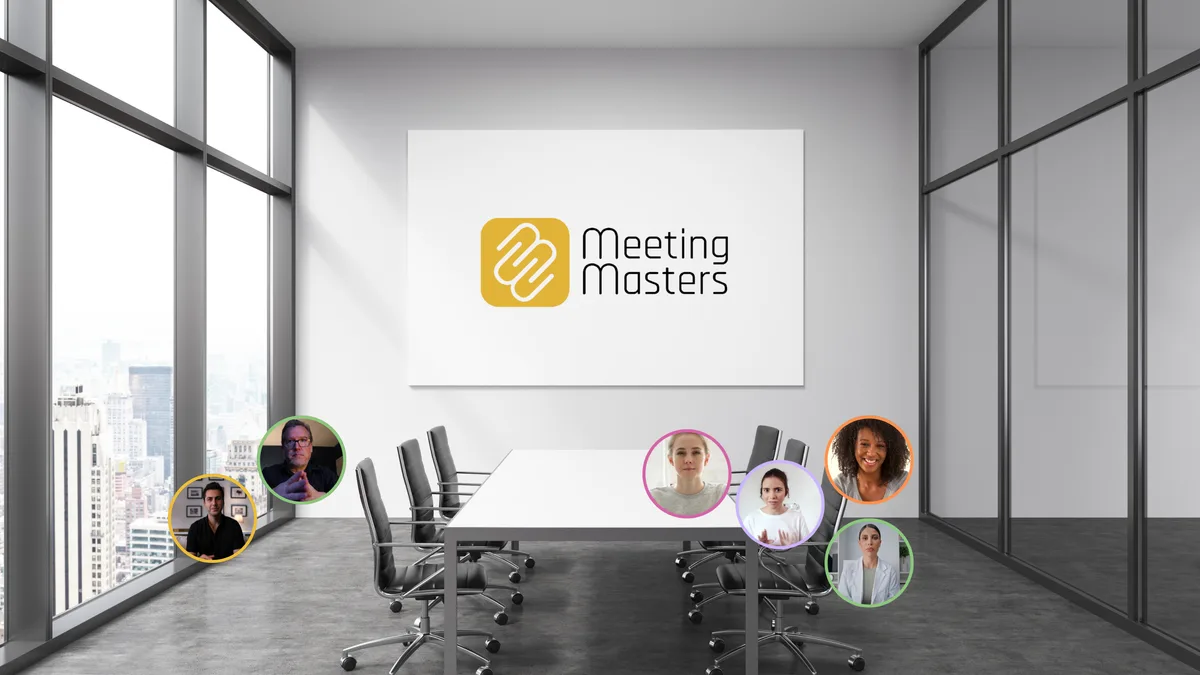 Virtuele vergaderruimte met MeetingMasters-scherm